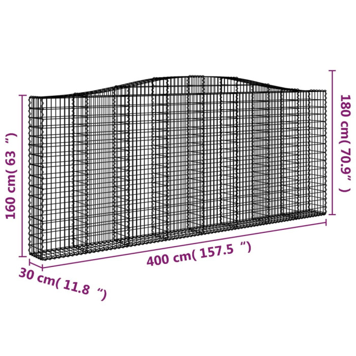 Obokana gabonska košara 400x30x160/180 cm pocinkano železo